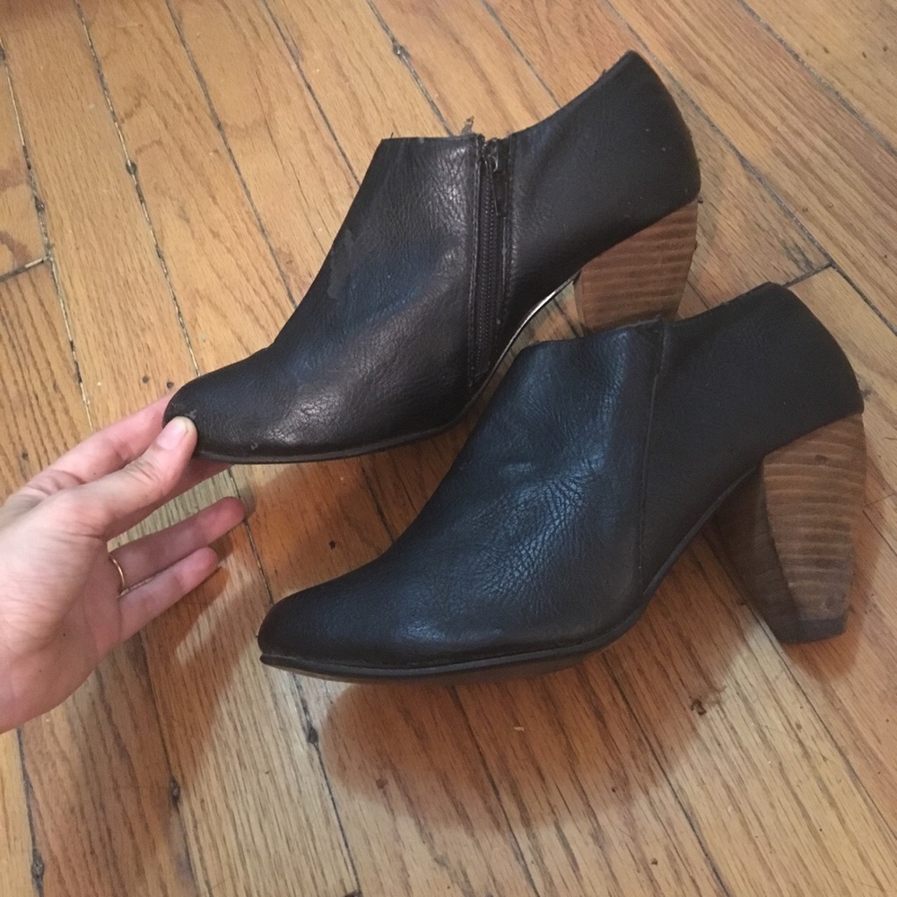 Black leather booties